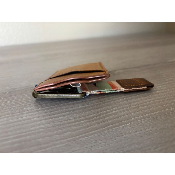 Thread Wallets Elastic Card Holder with Wristlet Lanyard Leather Wave Gorp - Picture 6 of 9